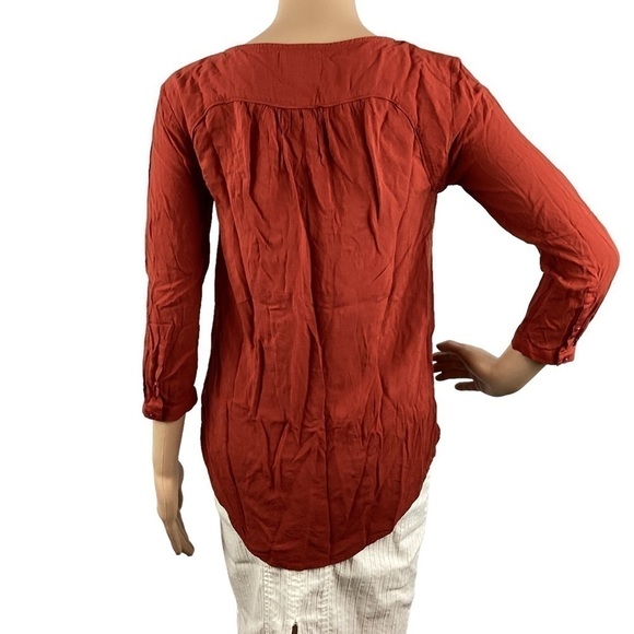 Anthropologie Maeve Crescent Street Blouse Size 0 Rust Red - Picture 5 of 7